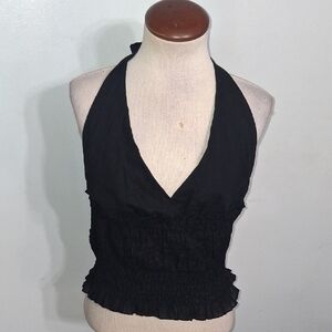 Black Halter Neck Top- W Sz XL